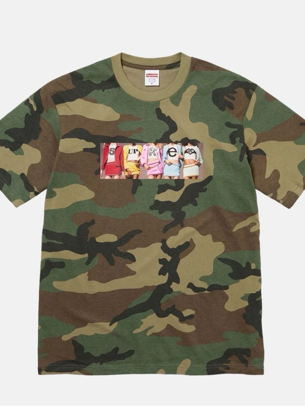 Supreme Girls Tee in Woodland Camo, style FW25T53, from Fall/Winter 2025.